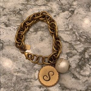 John Wind cotton pearl initial gold bracelet-S